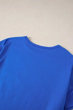Blue Oversized Short Sleeve T Shirt with Pocket for Women Woman T Shirts