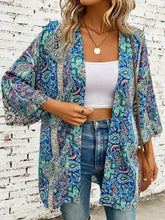 Blue Paisley Print Kimono Swimwear Cover Up Swimwear Cover-Ups