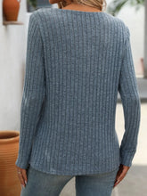 Blue Ribbed Knit Top for Women