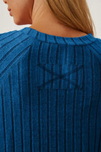 Blue ribbed corduroy Puma sweater with thumbhole sleeve