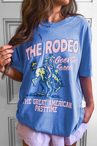Blue Rodeo Graphic T-Shirt for Women in Cotton Blend Blue Purple