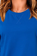 Blue Short Sleeve Crewneck Sweatshirt for Women
