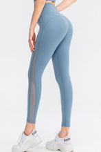Blue Slim Fit Leggings with Mesh Panels for Women