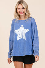 Blue Star Graphic Long Sleeve Sweatshirt in Mineral Wash