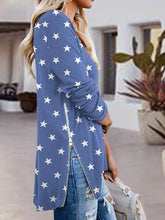 Blue Star Pattern Tunic with Side Zippers for Women