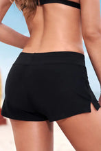 Blue Swim Shorts with Striped Waistband Full Size Run Swim Bottoms