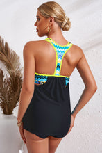 Blue Tankini Top with Scoop Neck and Removable Padding