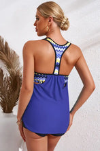 Blue Tankini Top with Scoop Neck and Removable Padding Swimwear
