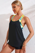 Blue Tankini Top with Scoop Neck and Removable Padding Swimwear