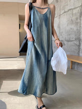 Blue Tie-Dye Sleeveless Maxi Dress