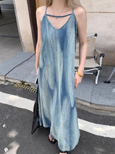 Blue Tie-Dye Sleeveless Maxi Dress French Blue