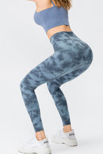 Blue Tie Dye Slim Fit Athletic Leggings for Women