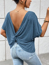 Blue Twist-Back Scoop-Neck T-Shirt for Women Dusty Blue Woman T Shirts