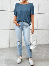 Blue Twist-Back Scoop-Neck T-Shirt for Women Woman T Shirts