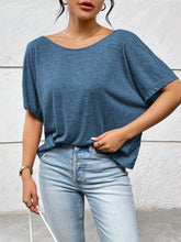 Blue Twist-Back Scoop-Neck T-Shirt for Women