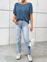 Blue Twist-Back Scoop-Neck T-Shirt for Women
