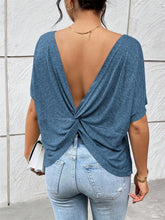 Blue Twist-Back Scoop-Neck T-Shirt for Women
