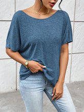 Blue Twist-Back Scoop-Neck T-Shirt for Women