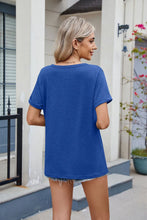 Blue V-Neck T-Shirt for Women in Rayon Blend