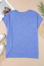 Blue V Neck Top with Eyelet Detail and Shoulder Cutouts Woman T Shirts