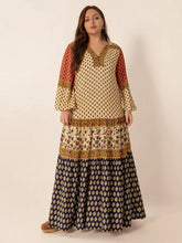 Bohemian Patterned Maxi Dress with Buttons