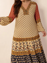 Bohemian Patterned Maxi Dress with Buttons