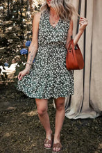 Boho Floral Print V Neck Tunic Sleeveless Dress Casual Dresses