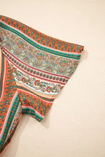 Boho multicolored striped dress with bohemian scarf and brown leather boots