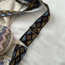 Boho printed tassel crossbody bag with small purse and geometric strap