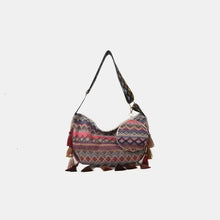 Boho printed tassel crossbody bag with small purse and geometric patterns