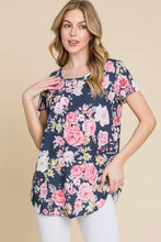 BOMBOM Floral Round Neck Short Sleeve T-Shirt Woman T Shirts