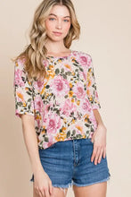 BOMBOM Floral Round Neck T-Shirt Woman T Shirts