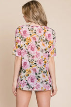 Bombom Floral Round Neck T-Shirt with pink and yellow flowers