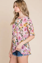 Bombom Floral round neck T-shirt in light pink floral print