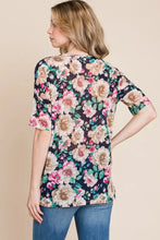 Bombom Floral Round Neck T-Shirt with dark floral print