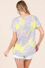 Bombom Floral Short Sleeve T-Shirt with yellow and lavender print