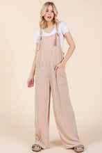 BOMBOM knot straps wide leg ribbed overalls with pockets, back view