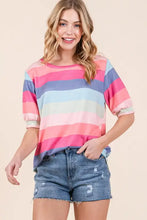 BOMBOM Striped Round Neck Half Sleeve T-Shirt Woman T Shirts