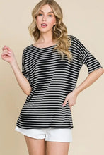 Bombom striped round neck t-shirt in black and white stripes
