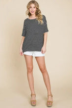 BOMBOM Striped Round Neck T-Shirt Woman T Shirts