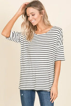 BOMBOM Striped Round Neck T-Shirt Woman T Shirts
