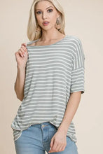 BOMBOM Striped Round Neck T-Shirt Woman T Shirts