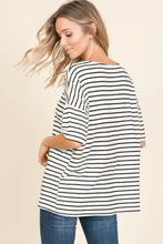 Bombom striped round neck t-shirt in white and black stripes
