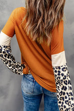 Women’s Rust Long-Sleeve Top with Leopard Print and Ghost Graphic Round Neck