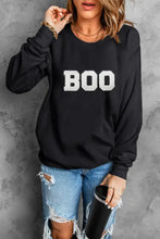 Black Boo Round Neck Long Sleeve Sweatshirt for Women