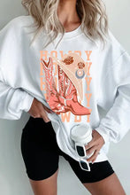Women’s long sleeve sweatshirt with boots graphic round neck design