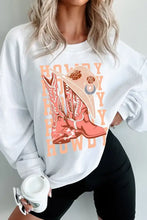 Women’s long sleeve sweatshirt with cowboy boots graphic round neck