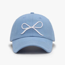 Light blue bow embroidered cotton baseball cap