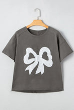 Bow Graphic Short Sleeve T Shirt for Women Cotton Blend