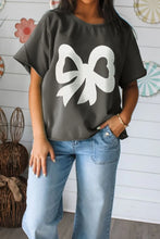 Bow Graphic Short Sleeve T Shirt for Women Cotton Blend